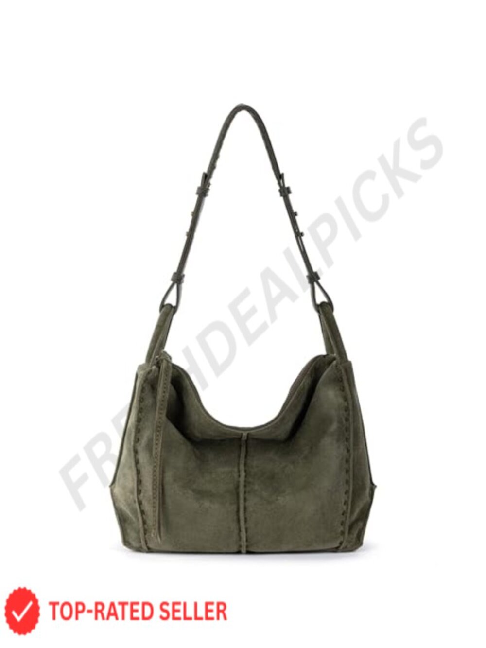 Large Leather Hobo Purse with Zipper Pocket - Everyday Shoulder Bag